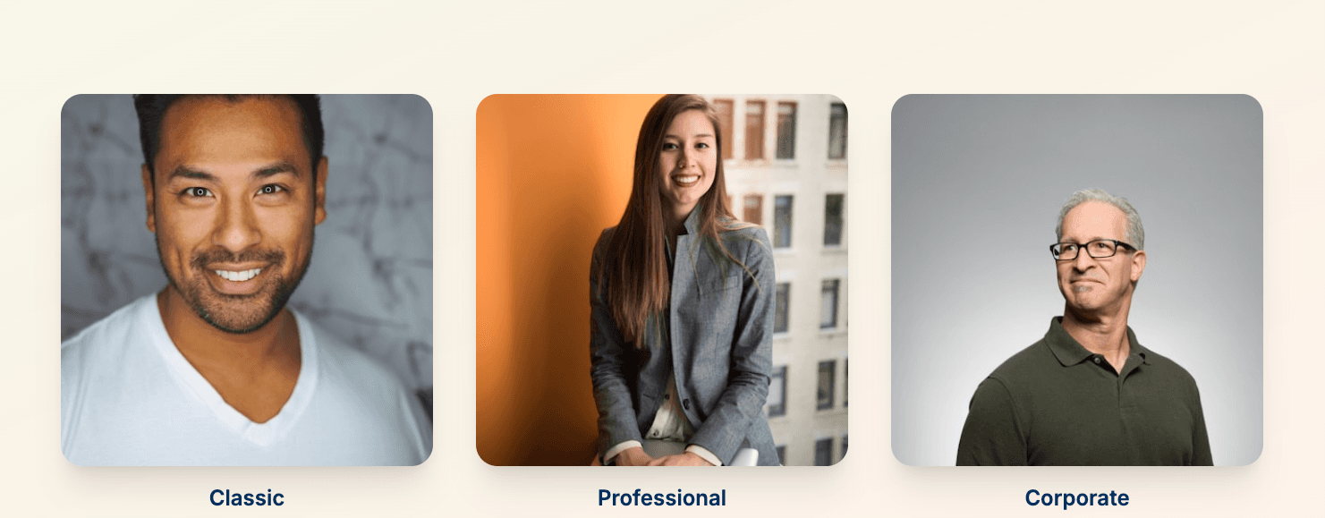 A collage of diverse, AI-generated professional headshots.